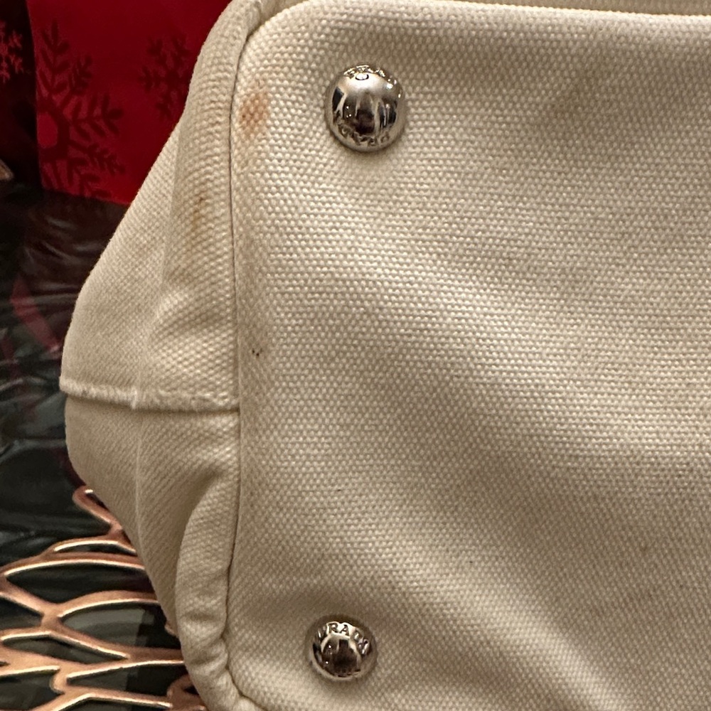 Prada Canapa Cream Canvas Tote Bag Chic and fun! - Picture 5 of 9